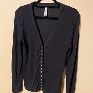 Black Button Down Sweater Long Size Large Womens